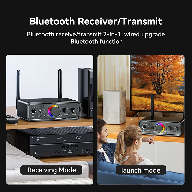 Receptor y transmisor de Audio con Bluetooth 5,3, adaptador inalámbrico DAC/3,5mm AUX/RCA/USB/Coaxial/óptico/6,5 MM, micrófono, Karaoke, DSP, TV - imagen 3