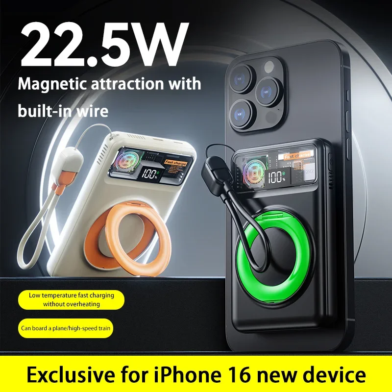 OnePlus 50000mAh Digital magnético inalámbrico PD20W banco de energía Digital con soporte de Cable de carga incorporado turbina de refrigeración nuevo - imagen 5