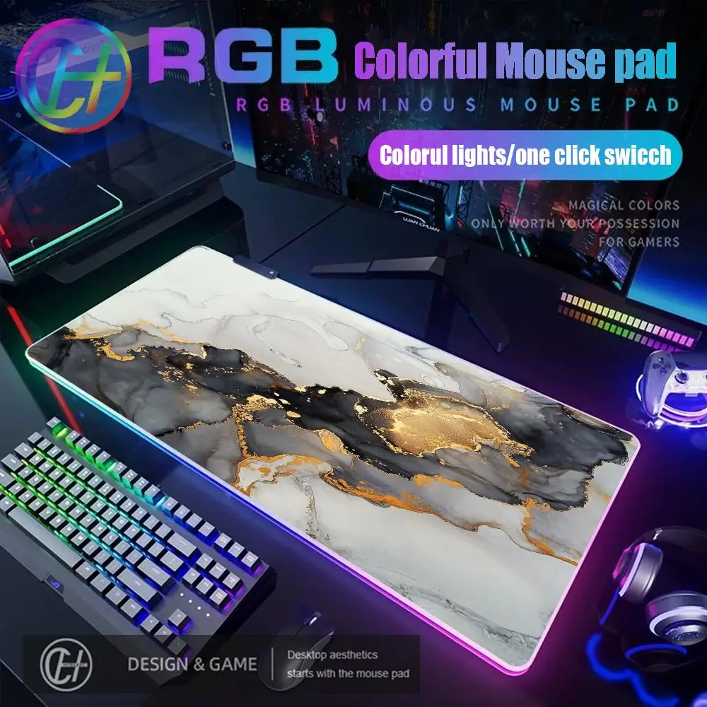 Alfombrilla de ratón para juegos Art Series, alfombrilla de ratón RGB para juegos, alfombrilla de escritorio HD para Gamer, luz LED grande XXL 900X400X3mm