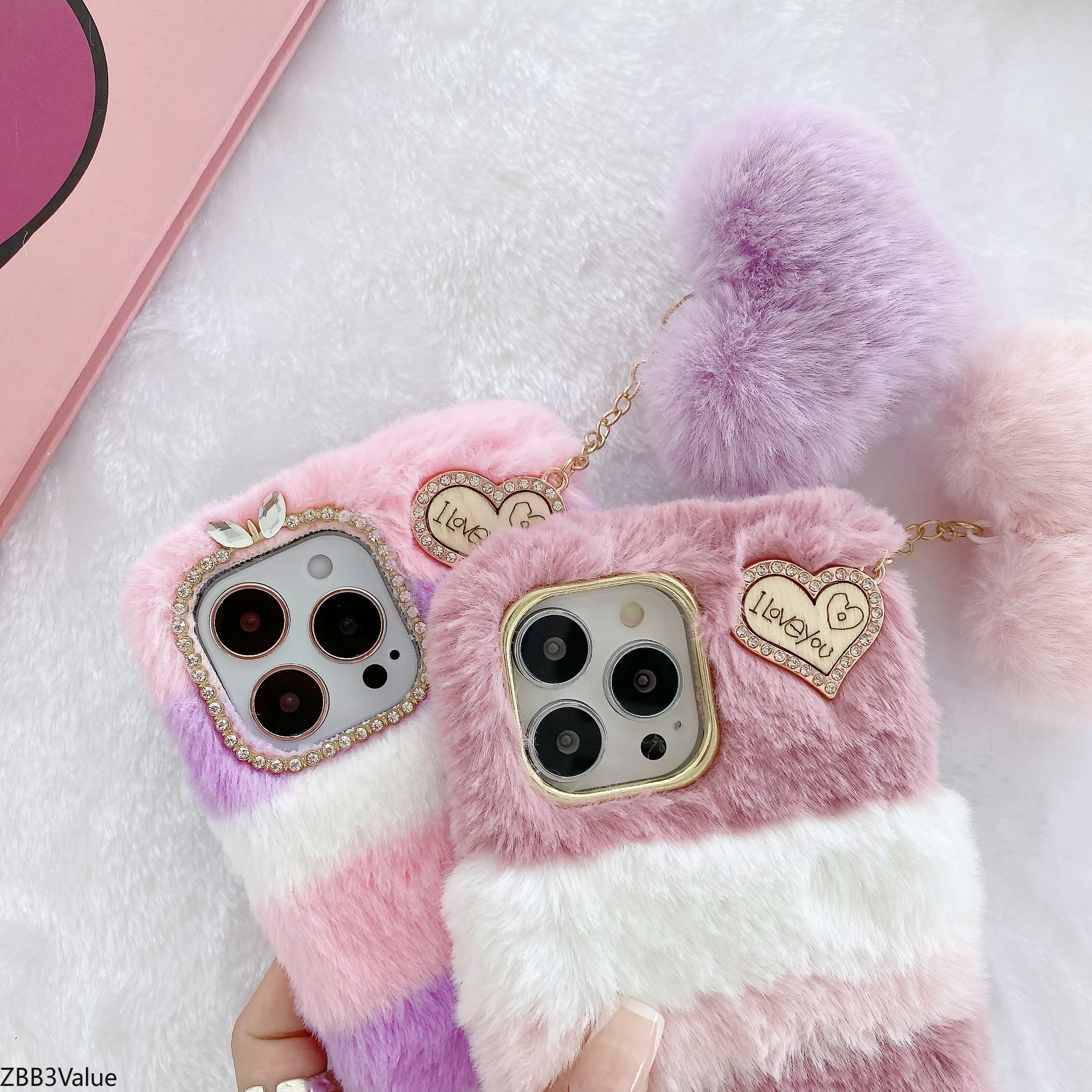 Funda de teléfono con colgante de corazón de felpa para OPPO, A5, A9, 2020, Realme, X50, C15, C12, C11, C2, C3, 7, X7, 6, 6I, 5, 5I, X2, XT, Reno 4, 3, 2, 2Z, 2F Pro - imagen 5