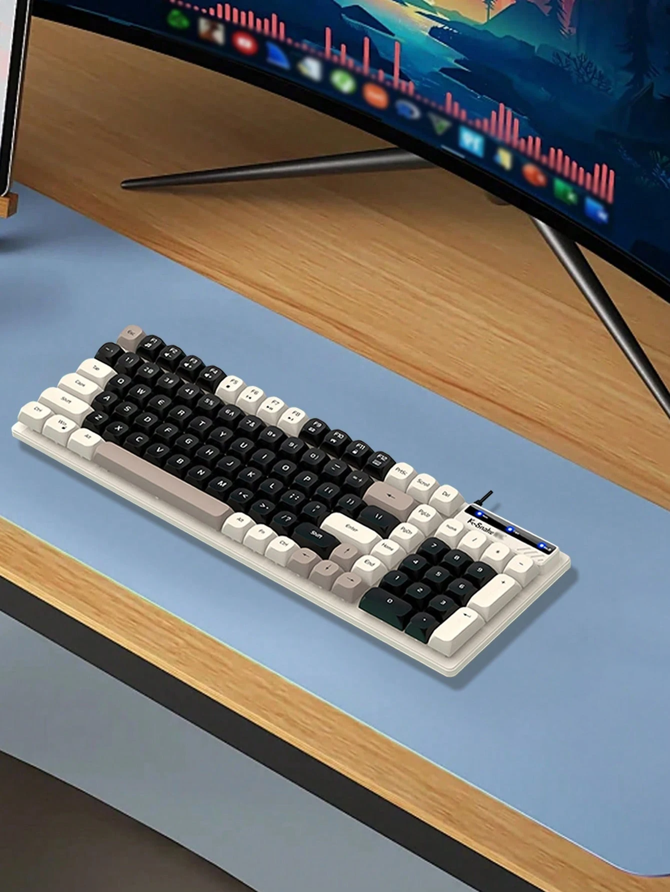 Teclado de oficina de negocios de moda, tapa de tecla esférica con suspensión de tres colores, caracteres claros y resistentes a daños, adecuado