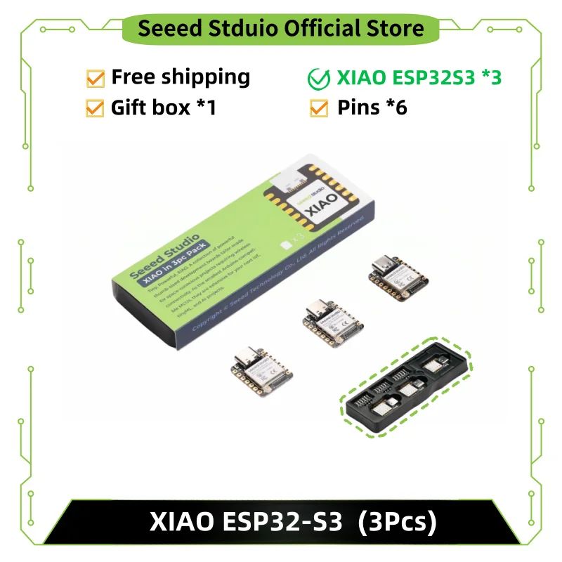 XIAO-Paquete de 3 piezas ESP32S3, WiFi 2,4 GHz, BLE 5,0, doble núcleo, compatible con carga de batería, eficiencia energética e interfaz rica, Ideal - imagen 5