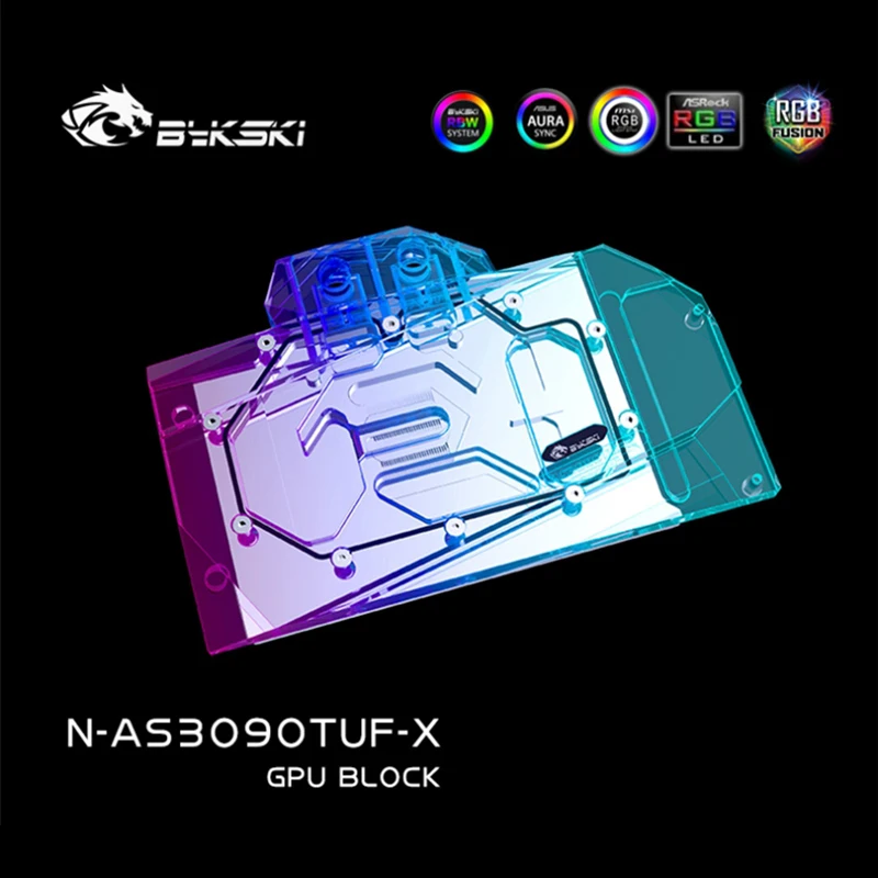 Bykski-bloque de agua para ASUS TUF RTX 3080 3090, tarjeta GPU videojuegos OC, radiador cobre, placa trasera RGB AURA N-AS3090TUF-X