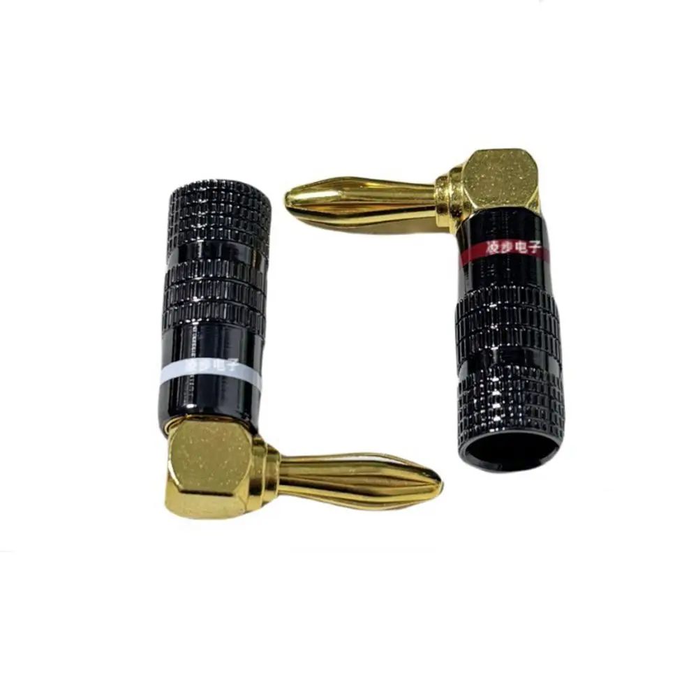 Enchufe curvo de 90 grados en forma de L de pintura negra chapada en oro de cobre puro, enchufe tipo banana para altavoz de 4mm sin soldadura, enchufe amplificador de potencia, spe - imagen 4