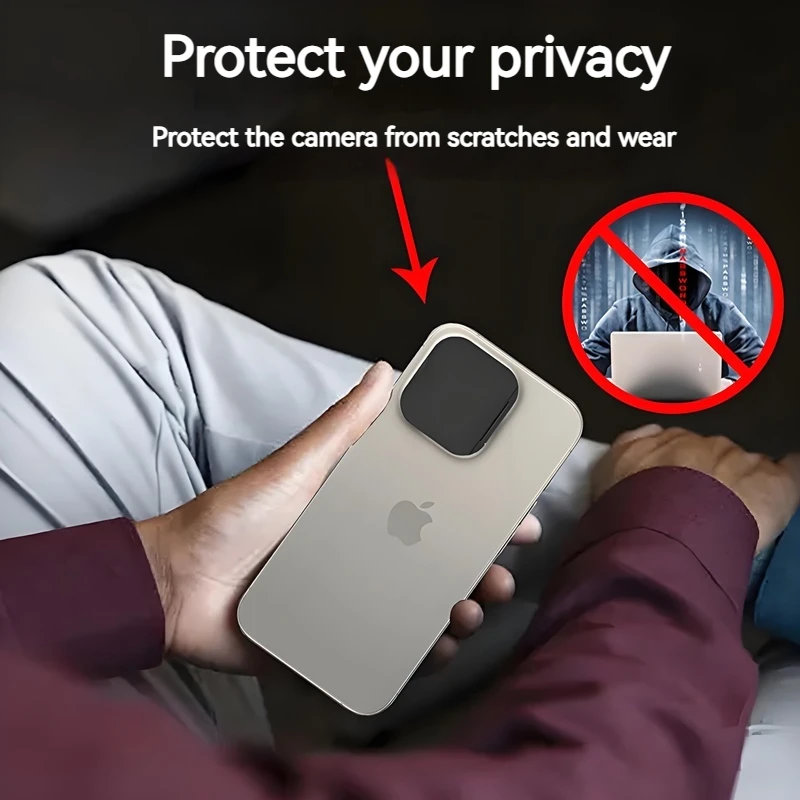 Cubierta trasera antiespionaje para lente, Protector de privacidad para cámara, diseño abierto y cerrado, fácil de usar, apto para iPhone 16 15 14 13 12 11 Pro Max Mini - imagen 5