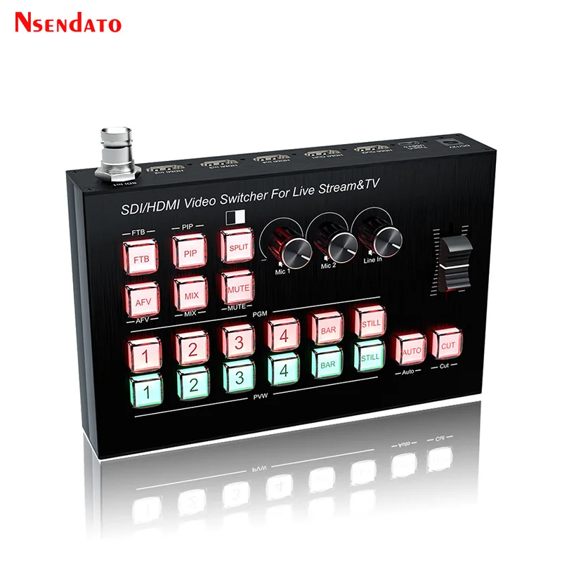 Conmutador codificador de vídeo HDMI 3G SDI, estación de producción en vivo multi 4 cámaras para grabadora de captura de vídeo, mezcla de Audio y transmisión en vivo - imagen 3