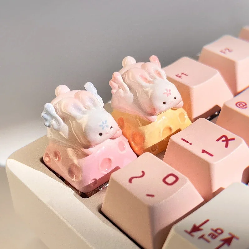 Teclas artesanales de resina para teclado mecánico, accesorios personalizados bonitos, conejo Lunar, creatividad personalizada - imagen 4
