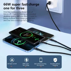 Cable carga rápida PD USB-C a Lightning y MicroUSB iPhone Poco