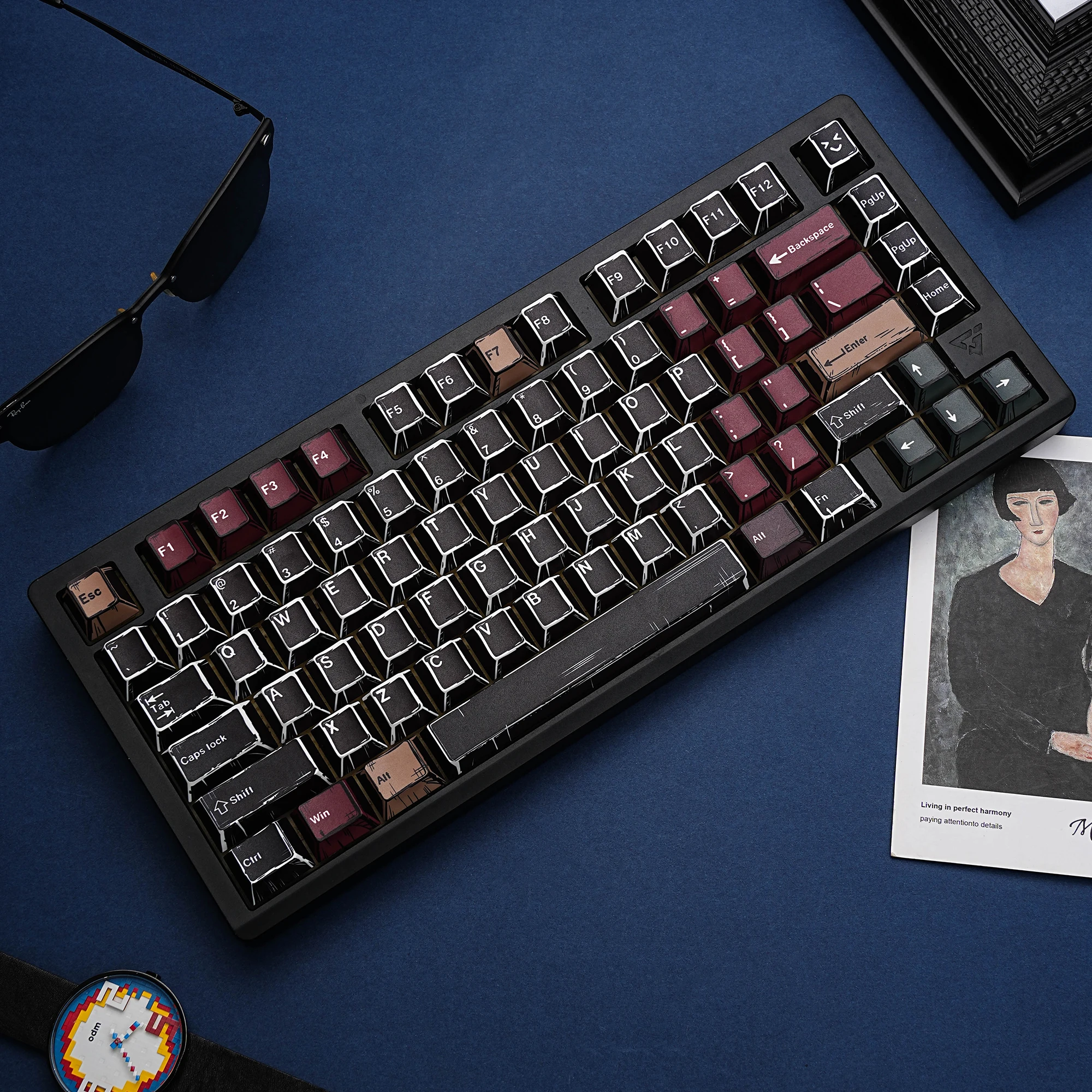 Teclas de teclado mecánico de cómic, perfil de cereza alemán/español/francés/ruso, PBT, 143 teclas, Dye-Sub para interruptores MX, diseño ISO - imagen 5