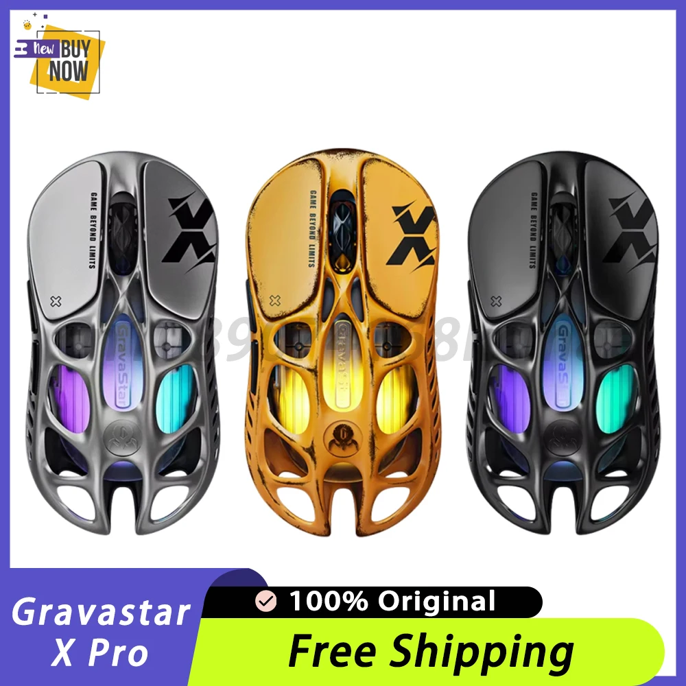 Gravastar X/X Pro Paw3950 8K ratón inalámbrico aleación de magnesio ratón para juegos e-sports triodo Bluetooth RGB ligero hueco regalo