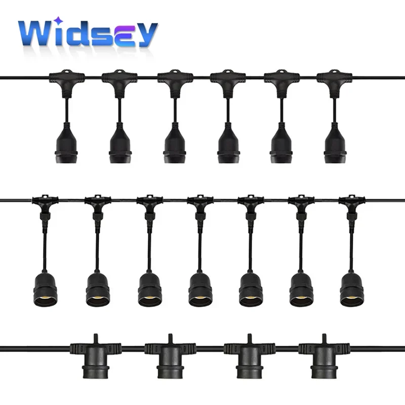 Cadena de luz LED impermeable E27, tienda de campaña, luz de ambiente, 110-230V, cable de alimentación para exteriores, conector de serie de decoración de boda - imagen 2