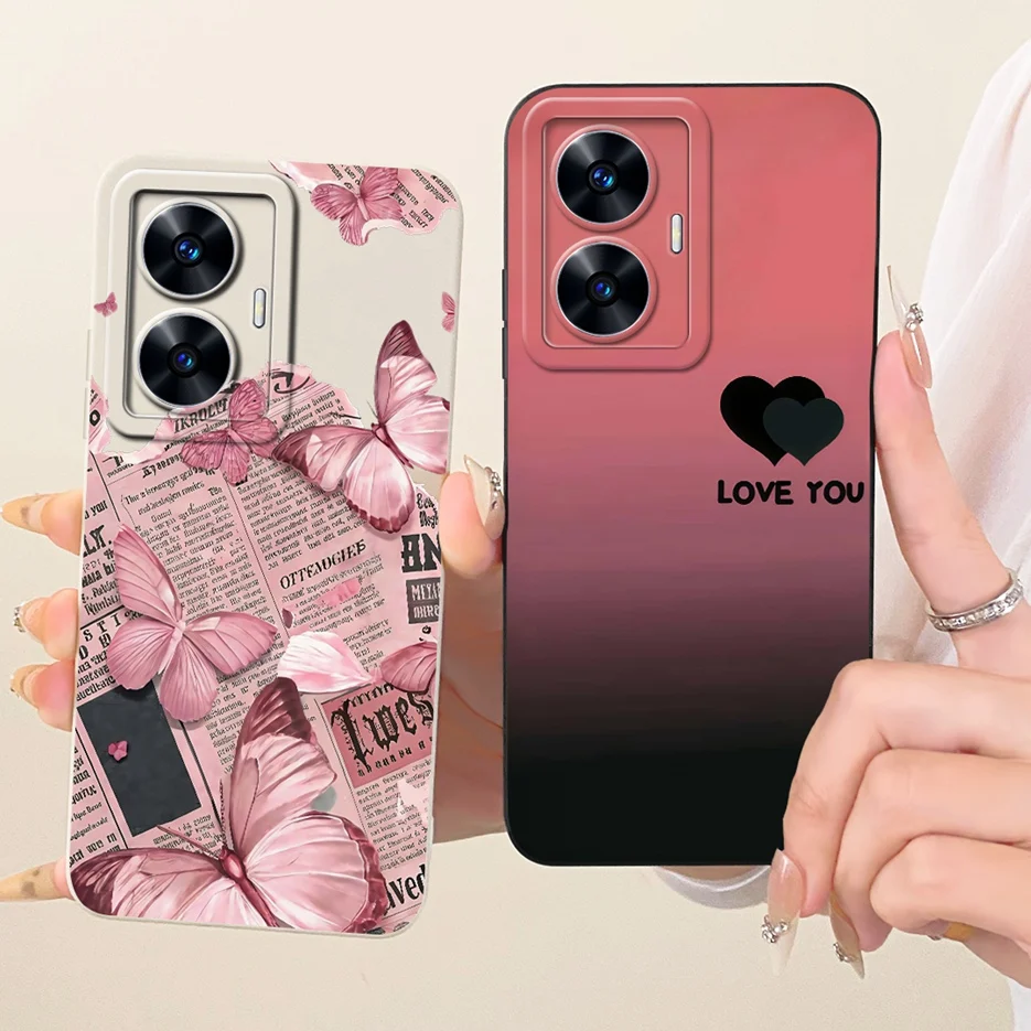 Para Realme C55 funda RMX3710 elegante flores pintado cubierta suave TPU funda de teléfono para Realme Narzo N55 NarzoN55 C 55 RealmeC55 Shell - imagen 3
