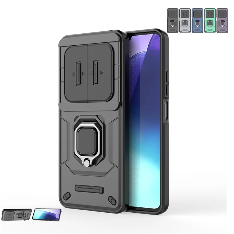 Para Redmi A4 funda Redmi A4 Capas teléfono parachoques trasero a prueba de golpes lente deslizante soporte de anillo protector Fundas Xiaomi Redmi A4 A 4 - imagen 2