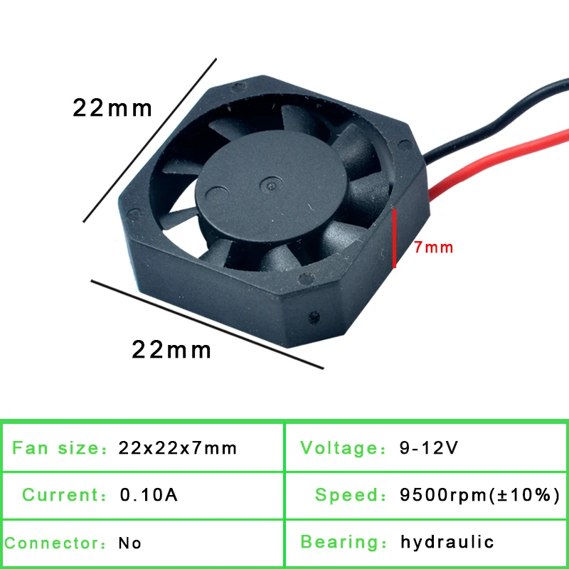 Ventilador de 9V 12V 2,2 cm 22mm 22x22x7mm 2207 Micro ventilador de refrigeración ultrafino para luces LED de coche - imagen 2