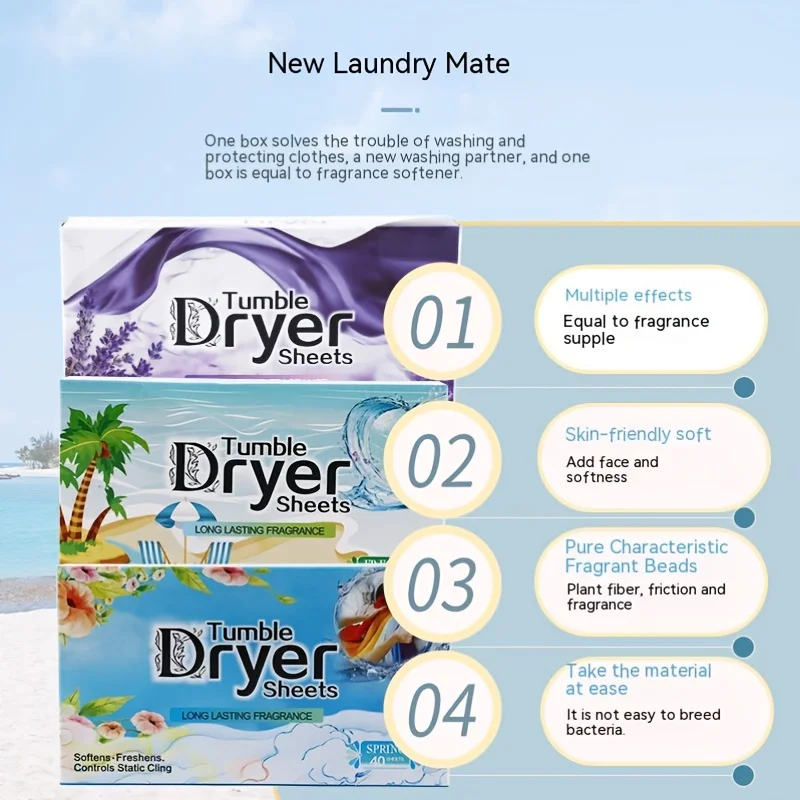 (40 uds) solo secadora, tabletas para alisar ropa, socio de lavandería, además de secado, eliminación de olores, tabletas aromáticas, aroma de ropa - imagen 2