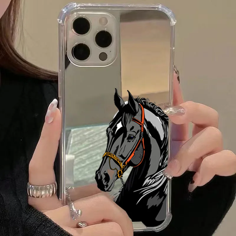 Funda de teléfono acrílica con diseño de caballo negro de lujo para iPhone 17 Pro Max 16 15 14 13 12 11 17Air XS X XR 7 8 Plus - imagen 4