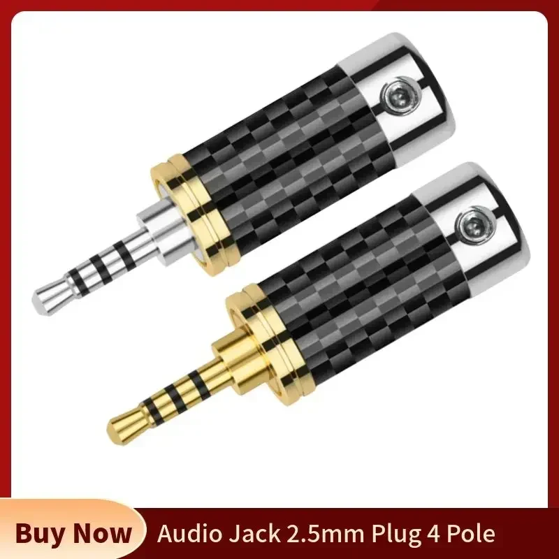 Conector de 2,5mm DIY AK320 380 auriculares 2,5 enchufe de Audio 4 polos carcasa de fibra de carbono enchufes de auriculares chapados en oro conector de cable de 4mm 7,2mm - imagen 5