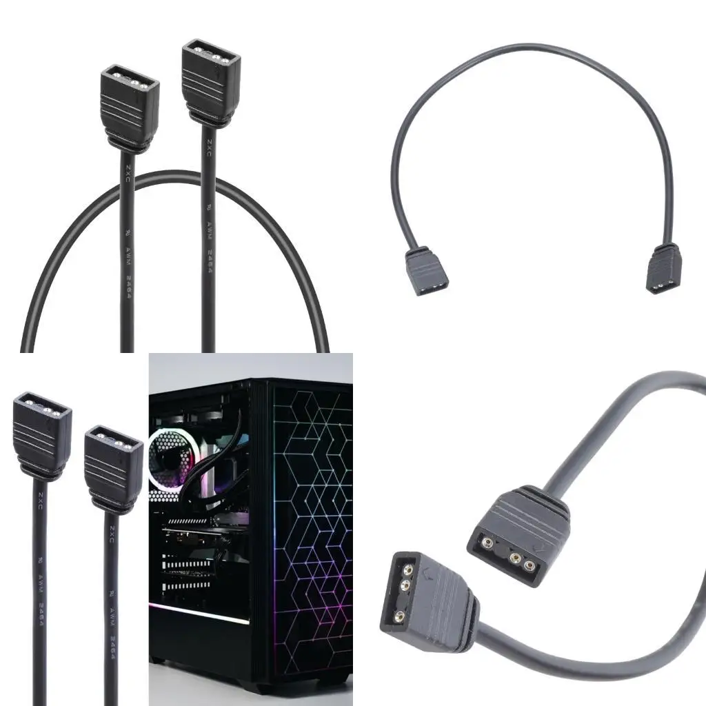 Cable extensión Y1UB ARGB 3 pines 30/60CM para conectar ventilador PC y controladores color 30/60CM