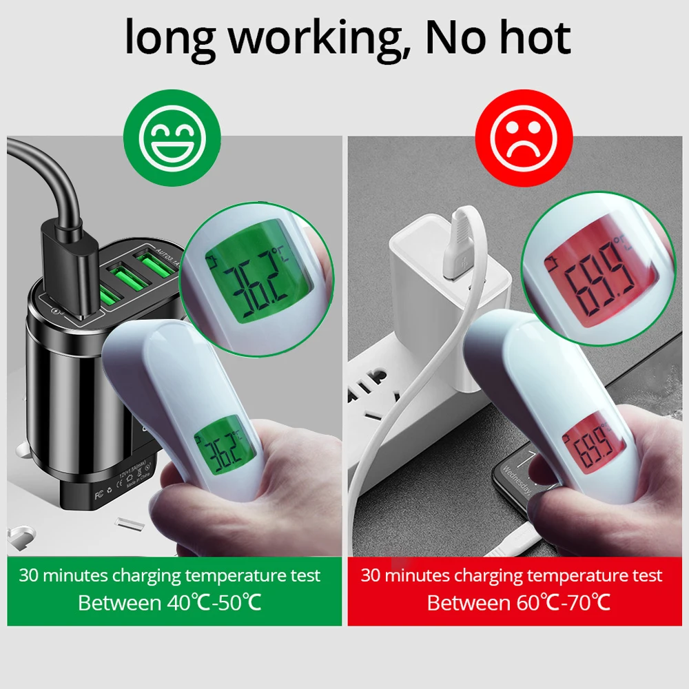 Vumpach-cargador rápido USB de 4 puertos, carga rápida 3,0, 48W, carga rápida para teléfono móvil de pared, adaptador de viaje para iPhone, Samsung y Xiaomi - imagen 3