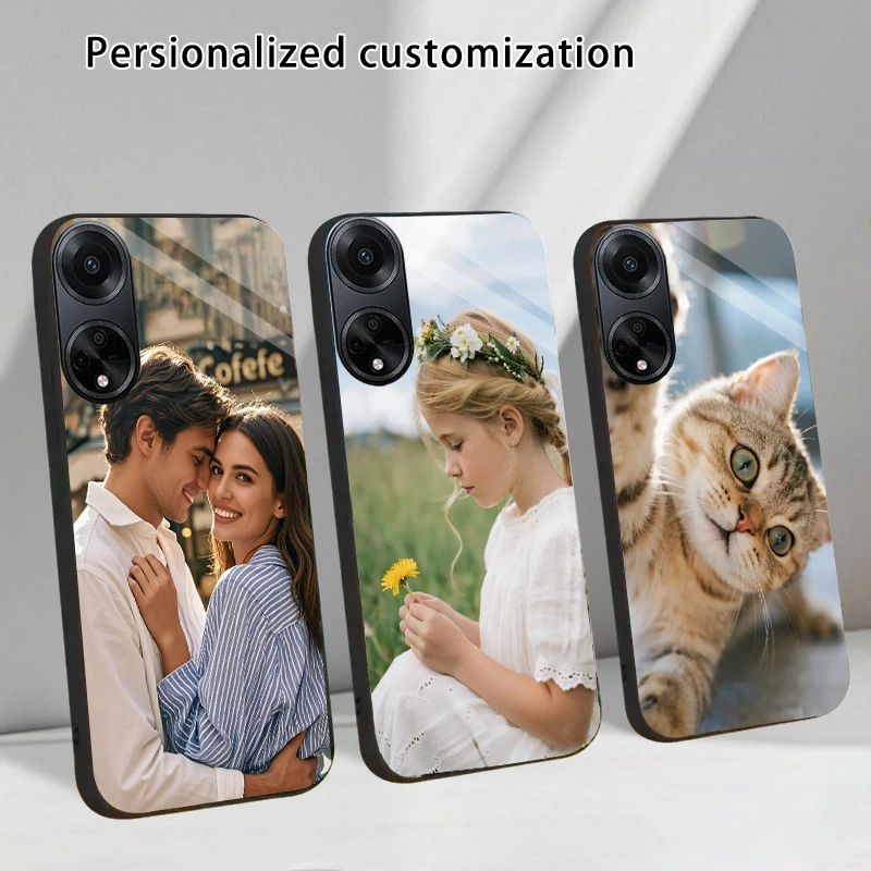 Funda de vidrio templado personalizada para OPPO A80 A60 A79 A3 Pro 5G A98 A78 A58 A40 M A38 A18 A77 A57 A57S DIY cubierta de imagen personalizada