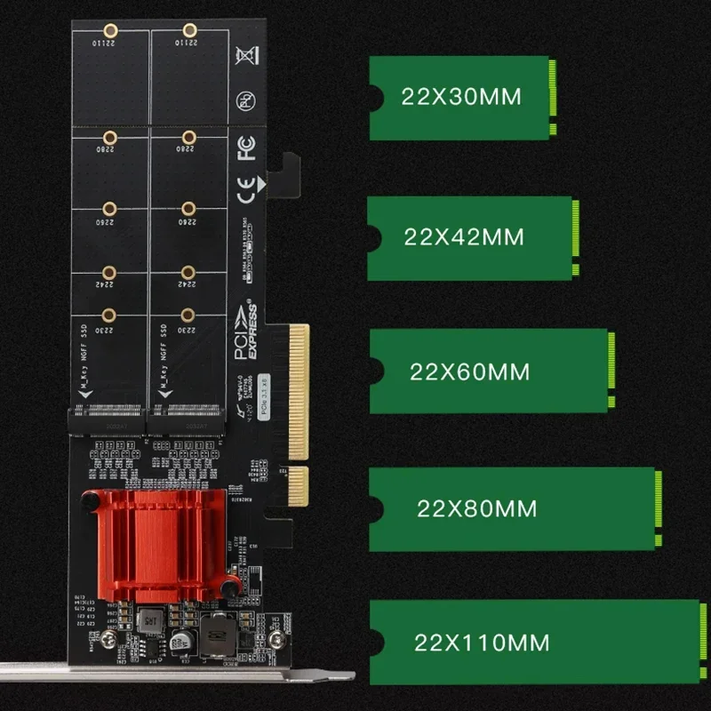 PCIe 3,1 X8 Chip ASM1812 a 2 puertos M.2 NVMe SSD adaptador tarjeta de expansión Dual M Key Nvme convertidor extensión Riser M2 a Pcie - imagen 2