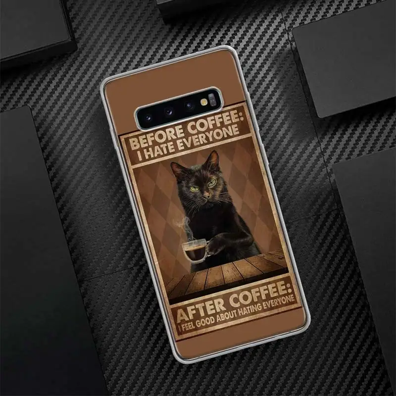 Funda de teléfono con llamada de silicona para Samsung Galaxy S23 S24 S25 Ultra S21 Plus S20 FE S22 S10 + borde Fu, cartel de gato divertido, vida diaria - imagen 4