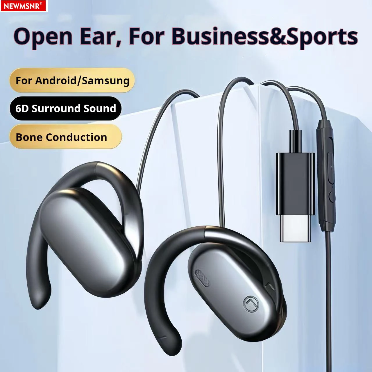Para negocios, auriculares con cable tipo C y 3,5mm, auriculares deportivos con sonido estéreo, auriculares para jugadores con micrófono HD para Samsung