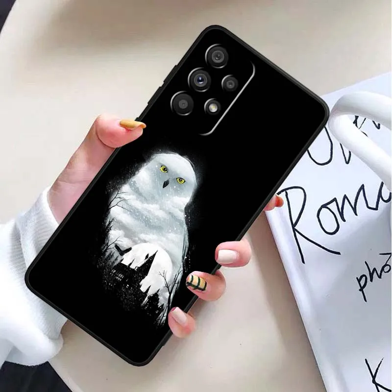 Arte búho mágico para Samsung Galaxy A11 A12 A13 A14 A15 A16 A20E A20S A21 A21S A22 A23 funda de teléfono negra - imagen 4