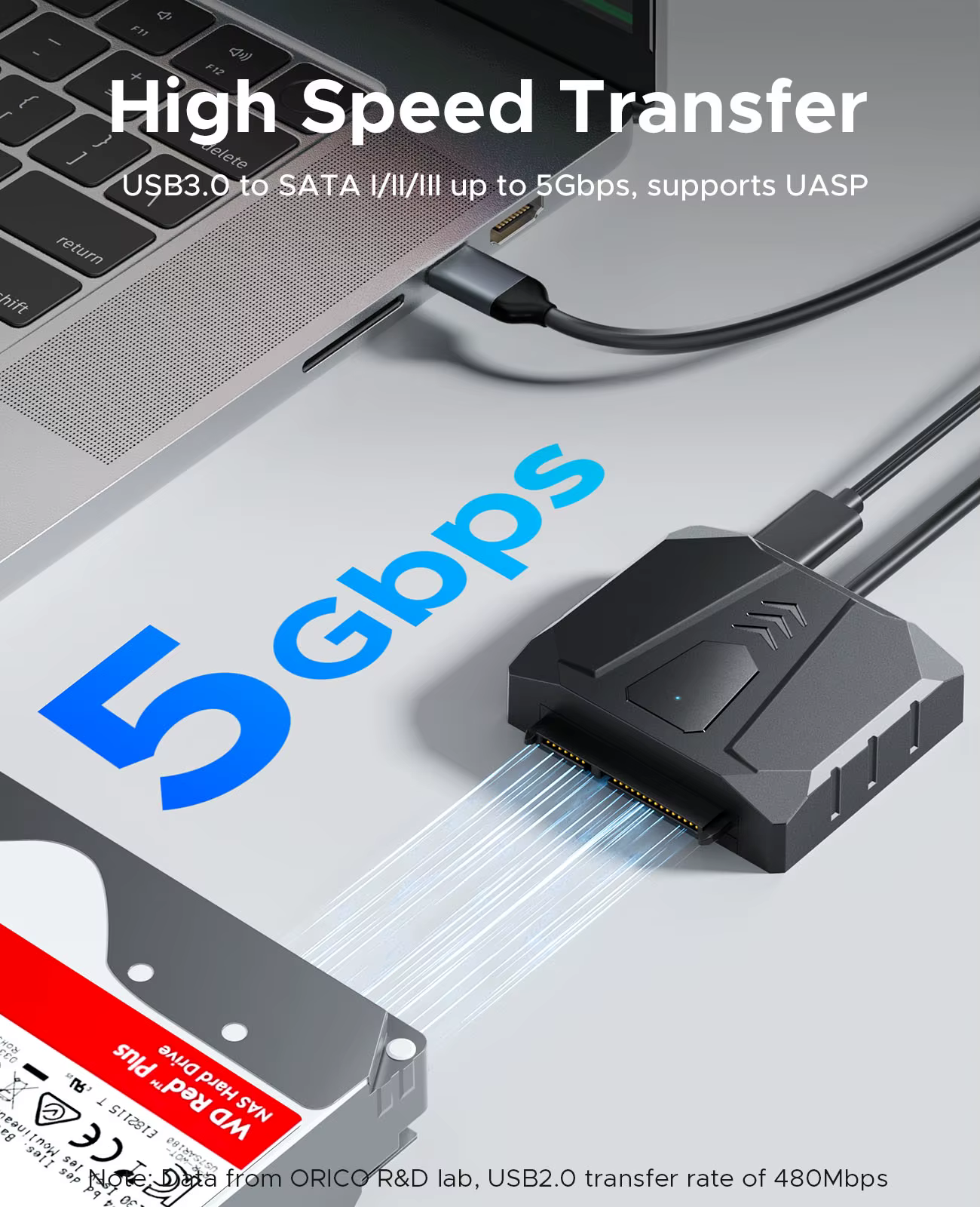 Adaptador USB 3.0 a SATA ORICO para HDD SSD 2,5″