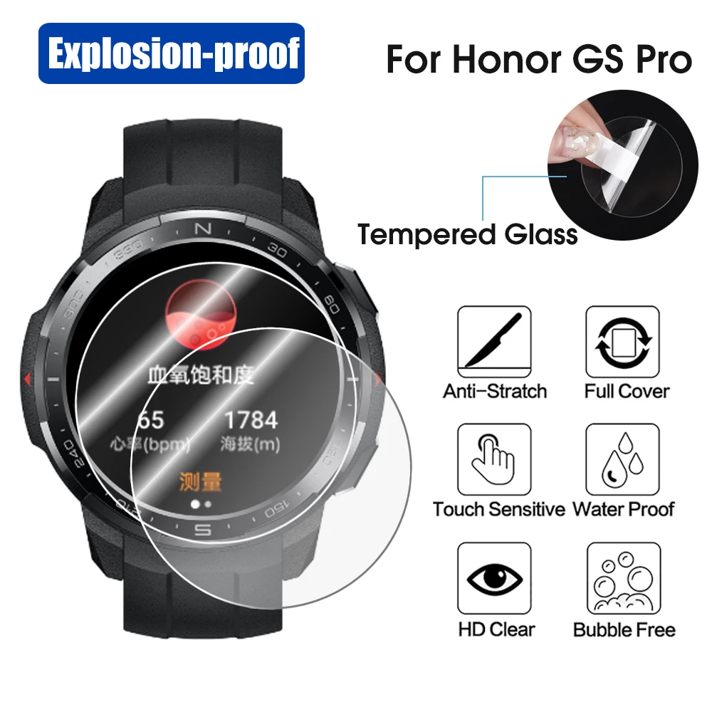 Vidrio templado para Huawei Honor Watch GS Pro, película protectora de pantalla 9H, película protectora transparente para reloj inteligente Honor GS Pro - imagen 2