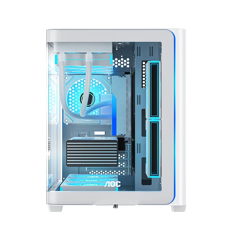 AOC CG355 MATX PC gamer case integrado curvado vista al mar habitación 360 refrigeración por agua caja de computadora de escritorio ARGB tira de luz USB - imagen 5