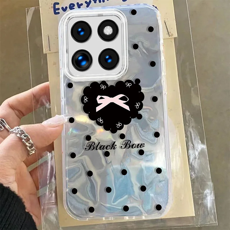 Funda de lunares con lazo a la moda para Honor X8B X7A X7 X7B X6B 4G X6A Retro amor corazón ondulado flor brillante fundas de teléfono de dibujos animados - imagen 4