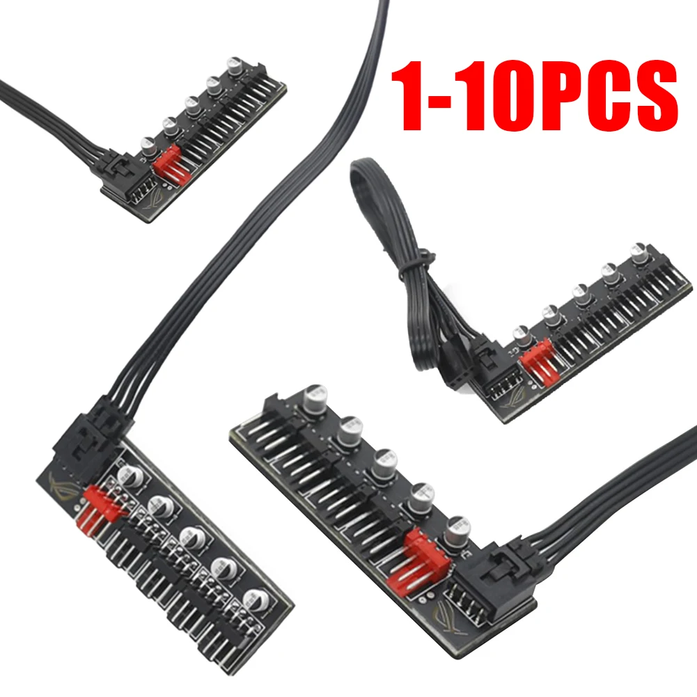 Placa base de 1 a 5 pines para sistema de refrigeración de ordenador, controlador de velocidad pequeño, 4 pines, PWM, ventilador Hub, 5 puertos, ventilador de refrigeración de PC - imagen 2