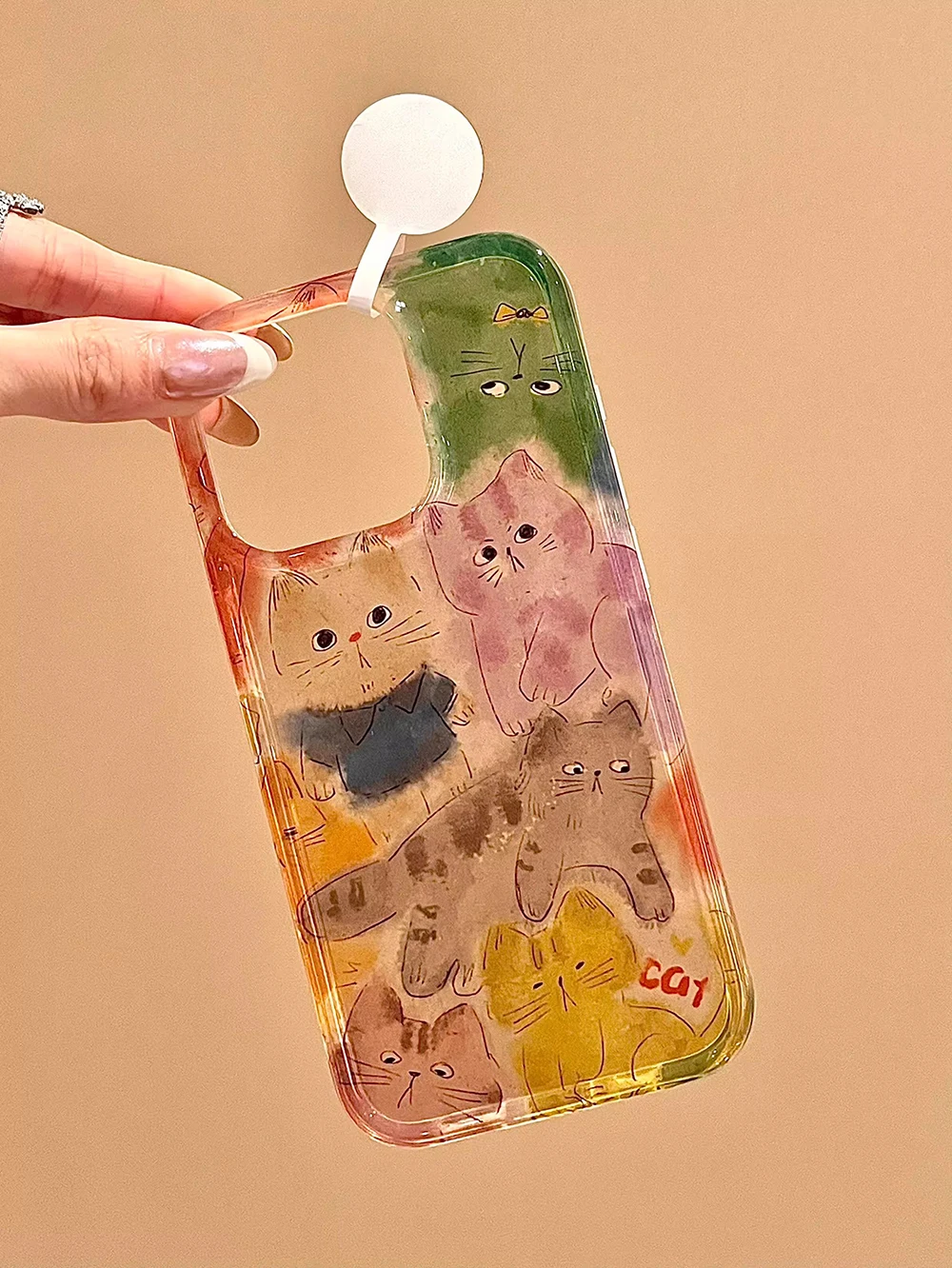Funda de teléfono con diseño de gatito borroso y grafiti coreano para IPhone 13, 15, 14, 16, 17 Pro Max, funda trasera transparente suave a prueba de golpes - imagen 2