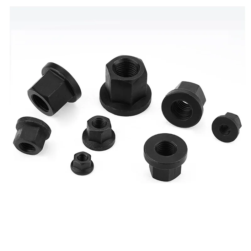 Tuerca de brida de acero para engrosamiento, Tuercas de cuello hexagonal con altura 30-32 de dureza, DIN 6331, 10,9, grado 45 #, M8, M10, M12, M14, M16, M18, M20, M22 - imagen 2