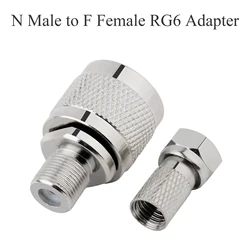 Conector coaxial RF N macho a F hembra, adaptador tipo apretar para cable coaxial RG6 (75-5) compatible con antena repetidora de TV