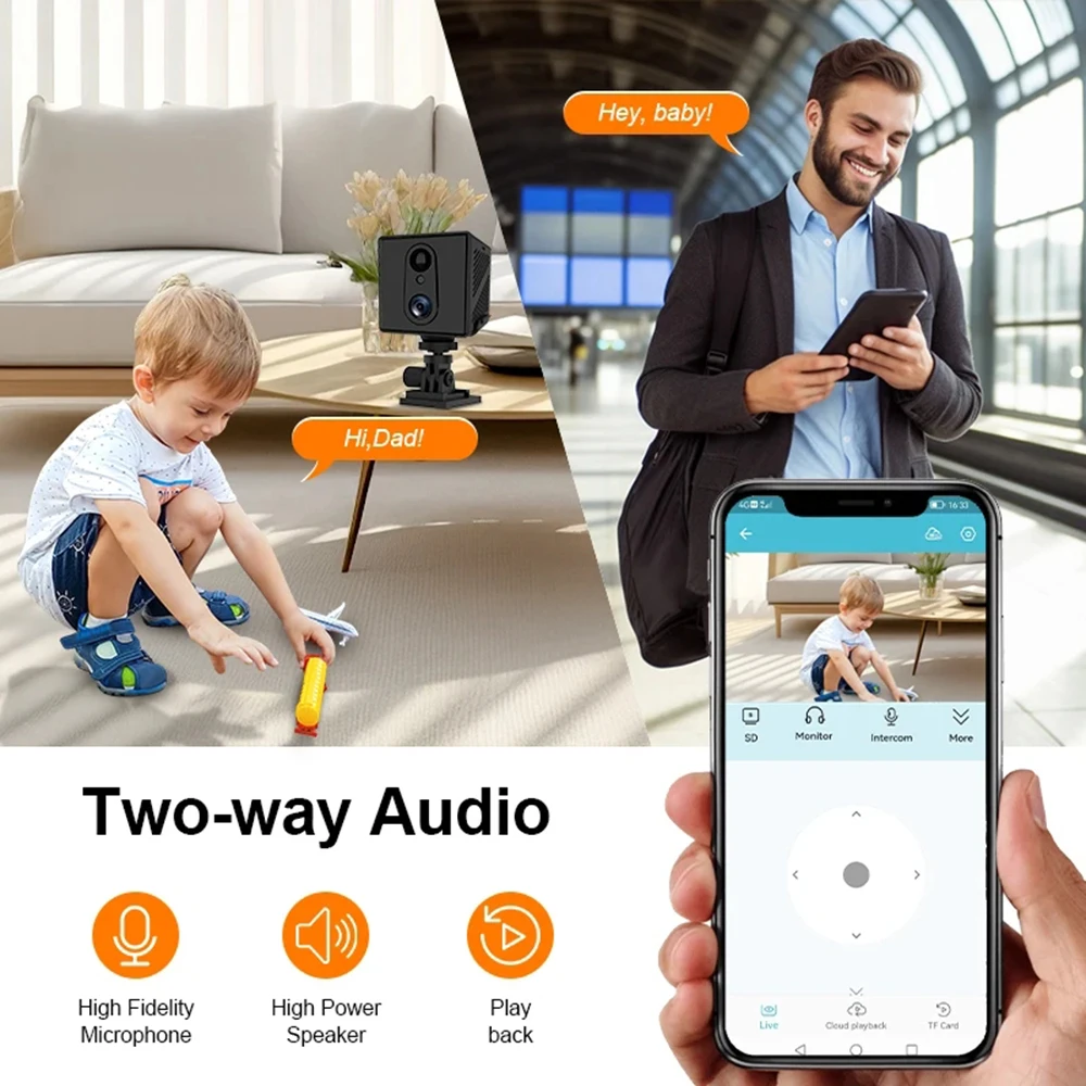 Mini cámara de seguridad 4G tarjeta SIM WiFi 5MP visión nocturna videocámara vigilancia batería 3000mAh intercomunicador voz baja potencia CCTV - imagen 3