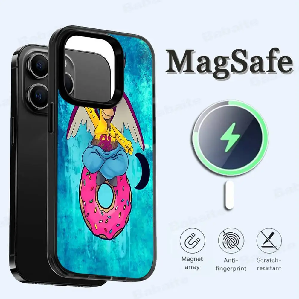 Funda de teléfono con dibujos animados Homer s-simpson, funda magnética para iPhone 16 14 13 12 11 15 Pro Max Plus para cubierta de carga inalámbrica Magsafe