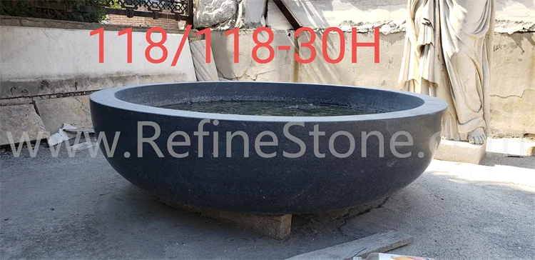 Bañera de mármol negro pulido y bañera de piedra tallada a mano - imagen 4