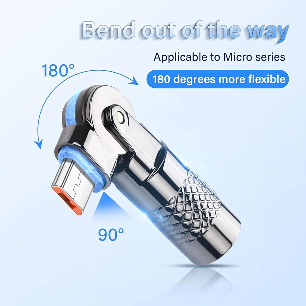 Adaptador Micro-usb a tipo C Micro USB2.0 5 pines hembra a macho conector de rotación de 180 grados compatible con datos de carga para teléfono móvil - imagen 2