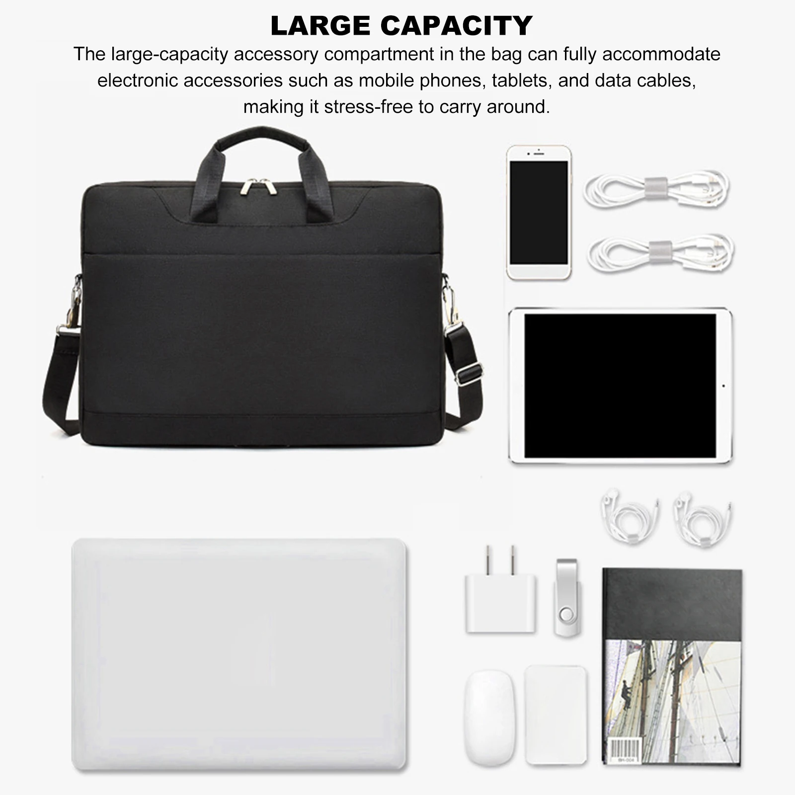 Bolso de hombro protector para ordenador portátil de 15,6 pulgadas, Estuche de transporte para portátil, maletín repelente al agua, funda para portátil o tableta - imagen 4