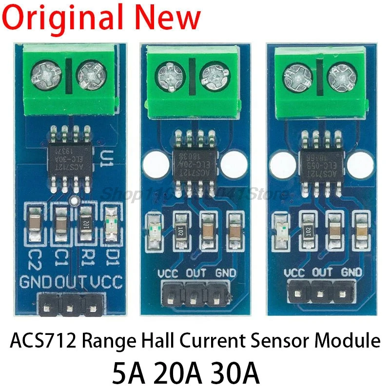 1 Uds ACS712 5A 20A 30A módulo de Sensor de corriente Hall de rango módulo ACS712 para Arduino ACS712-5A ACS712-30A ACS712-20A