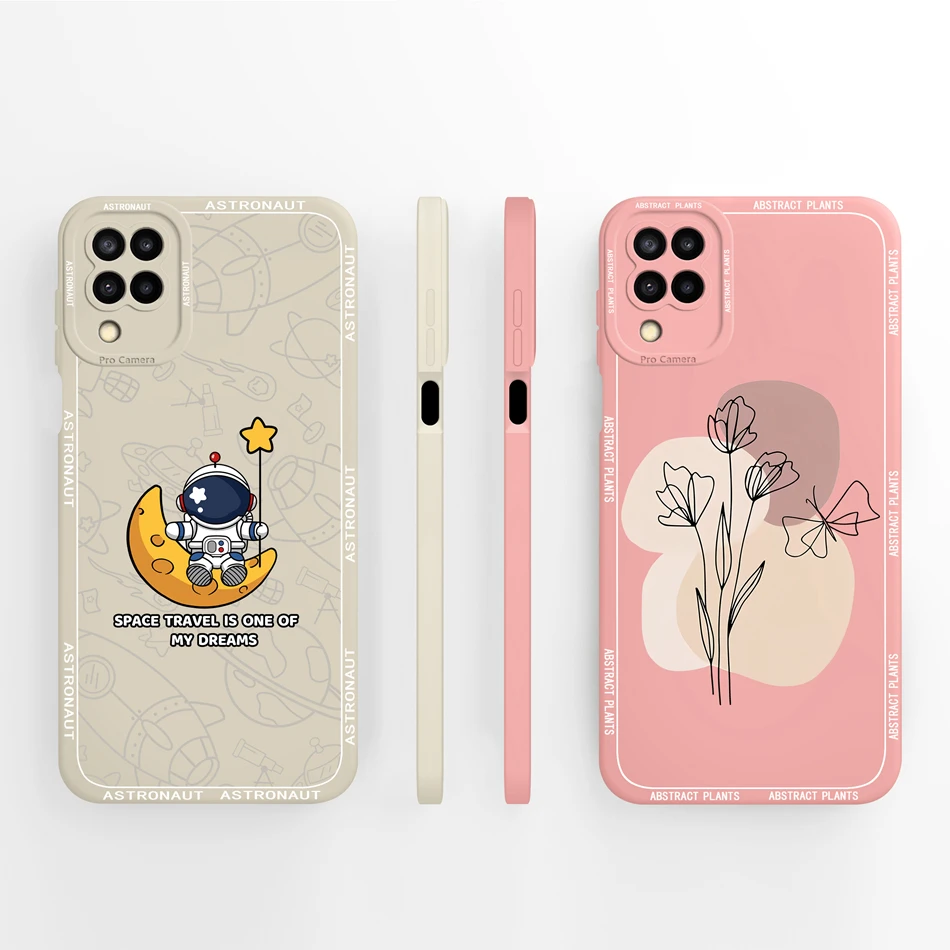 Funda de teléfono para Samsung Galaxy A12 M12 F12, protección completa creativa, fundas de silicona líquida suave y lisa, funda trasera para Samsung A 12 - imagen 2