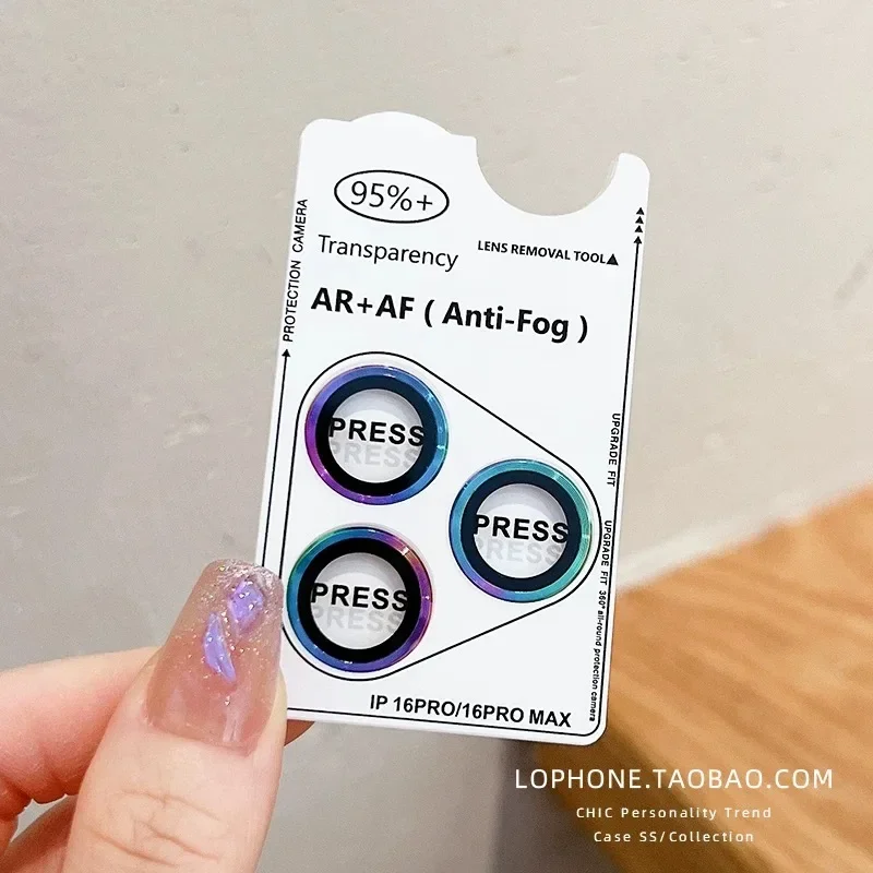 2-3 uds cristal de lente Ling de Metal azul para IPhone 16 15 17 14 Pro Max Plus Protector de cámara cubierta de tapa de película de lente trasera con posicionador - imagen 2
