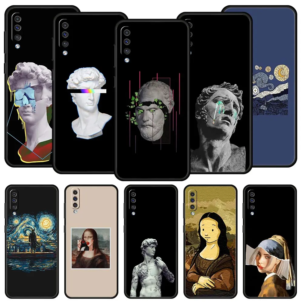 Funda de la estatua de Mona Lisa David para Samsung A54, A52, A24, A14, A50, A72, A70, A10, A30, A40, A20S, A20E, A02S, A12, A22, A34, A42, A32, 5G, A04s