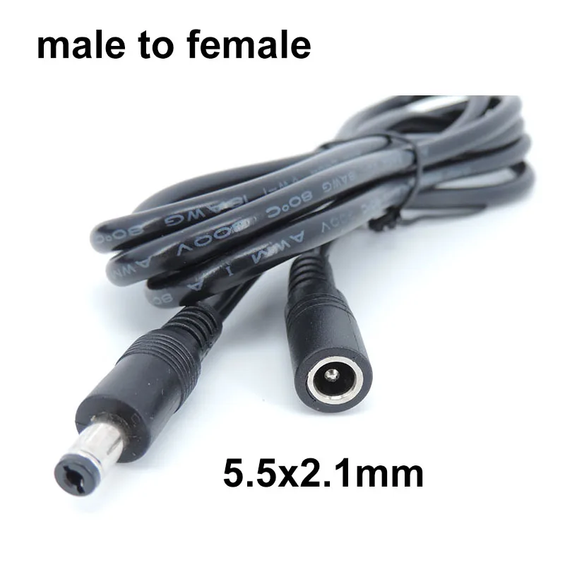 Cable conector de fuente de alimentación de extensión macho a macho hembra de 12v CC, adaptador de Cable de enchufe de 18awg para cámara de tira de 5,5x2,5mm y 2,1mm - imagen 3