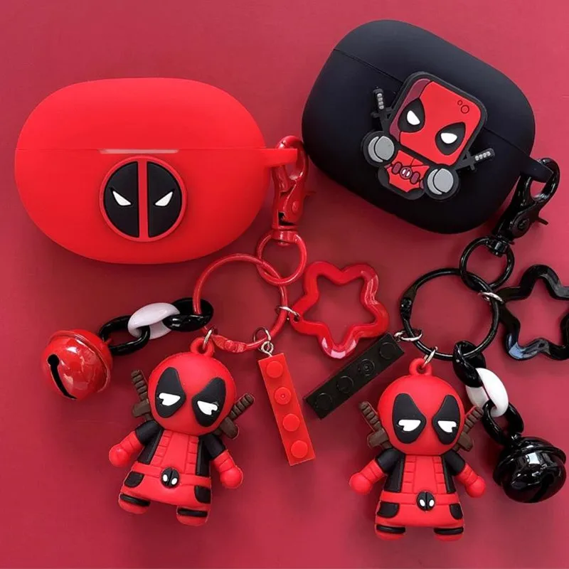 Funda para auriculares Marvel Deadpool Realme Buds Air5 Pro/Air6/Air6 Pro/T300, funda protectora de silicona para auriculares inalámbricos con llavero