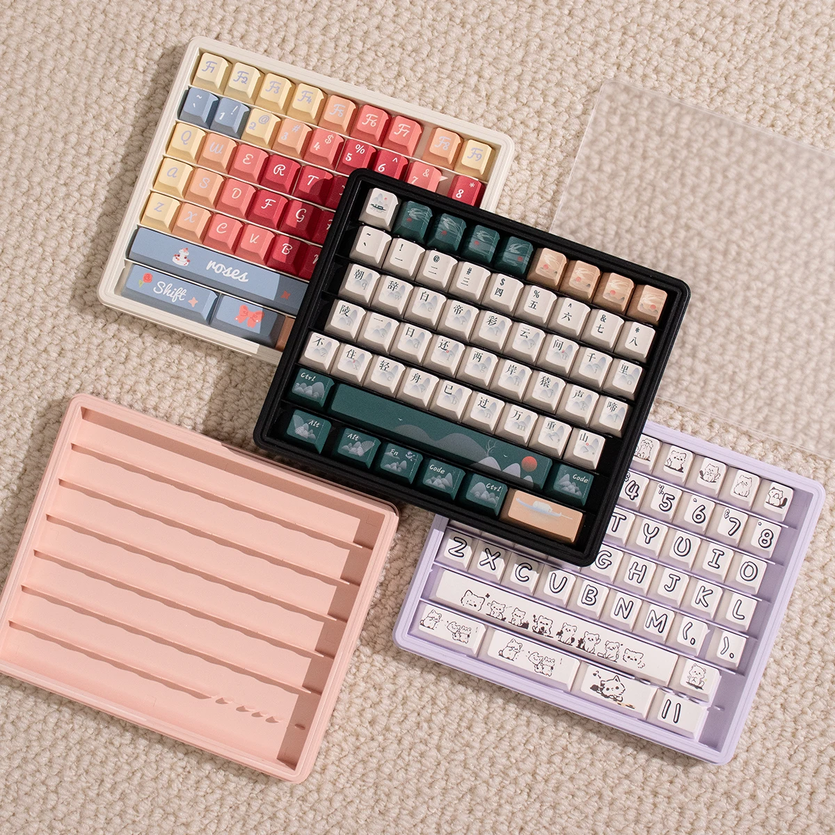 ECHOME-organizador multicapa para teclado mecánico, juego de tapas de teclas PBT apilables multicolor, estuche de almacenamiento, pantalla de colección - imagen 3