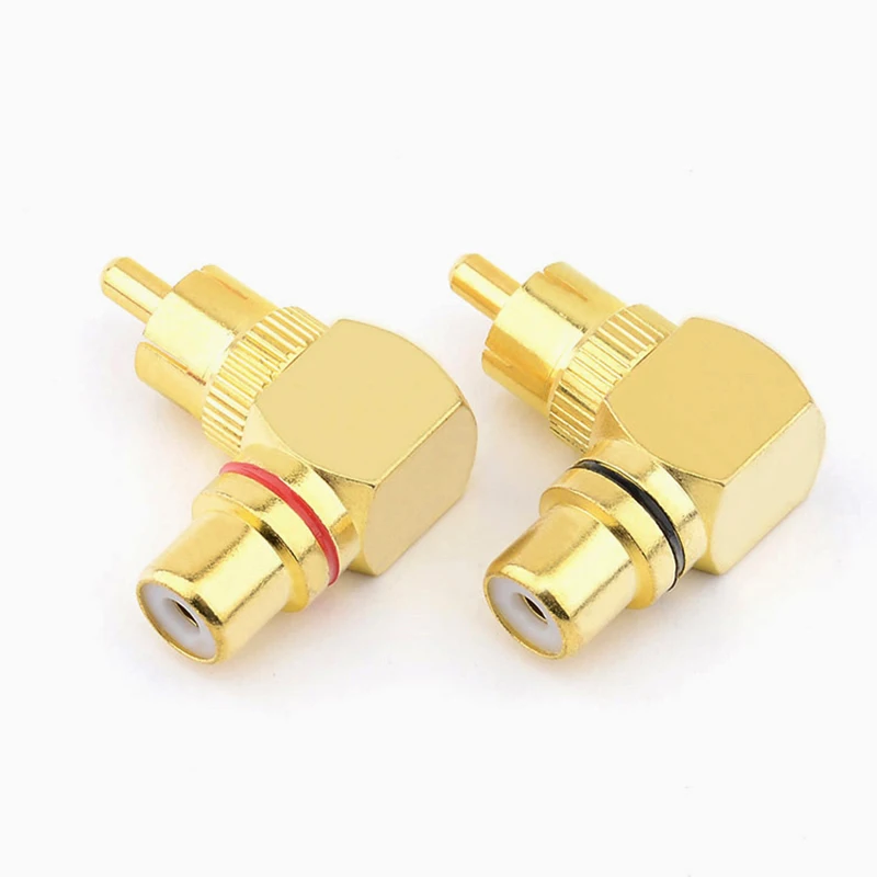 Adaptador de loto RCA de cobre puro, 2 uds., macho a hembra, ángulo recto, enchufe de 90 grados, cable de audio AV lotus macho a hembra, codo L - imagen 5