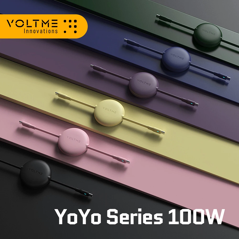 Cable VOLTME USB C retráctil USB C a USB C PD 100W Cable de carga rápida Cable cargador retráctil tipo C para iPhone 15 Pro Max